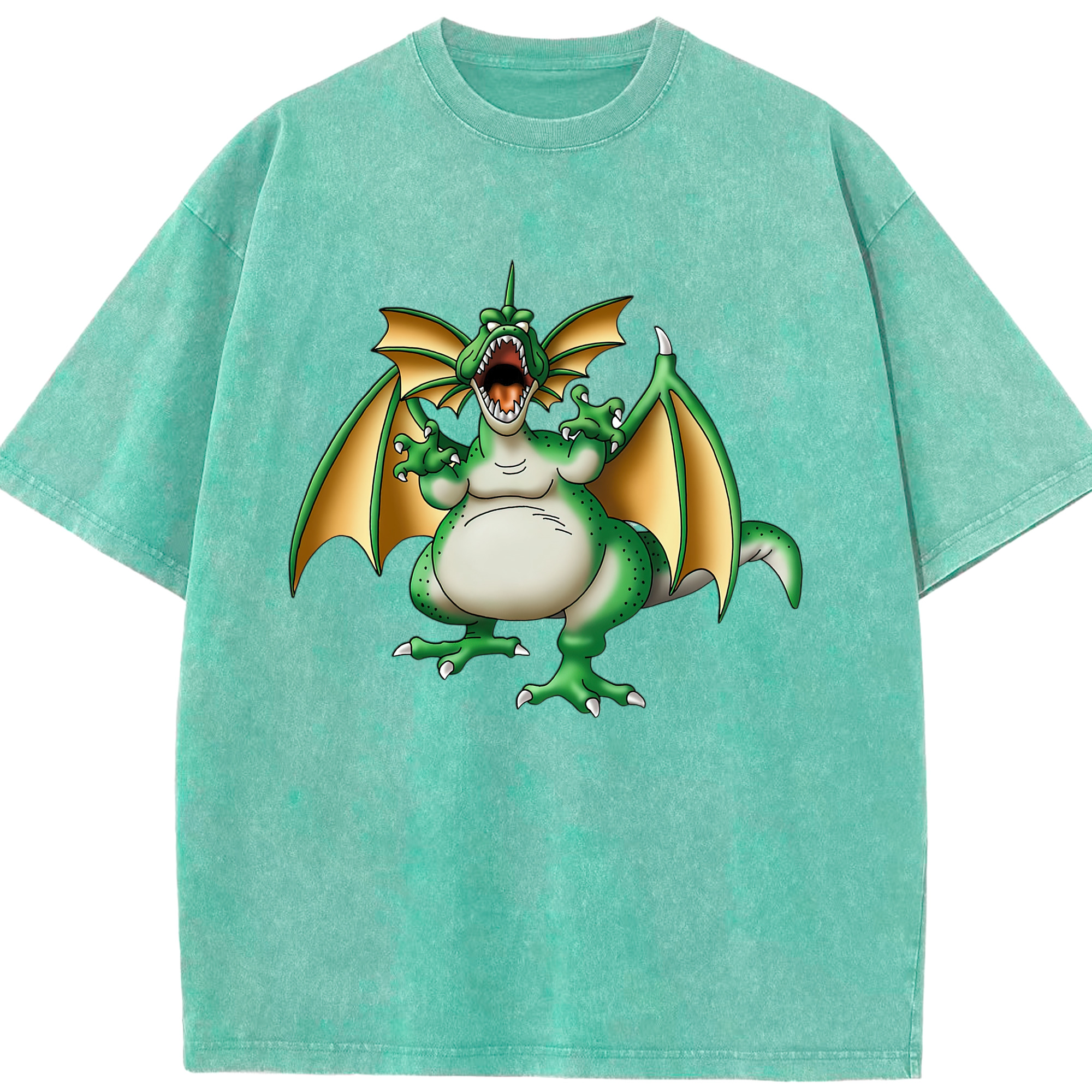 （画像用） ドラゴンクエスト Doragon Kuesuto Dragon Quest 綿100% ヴィンテージ風 半袖Tシャツ（フロントプリント）